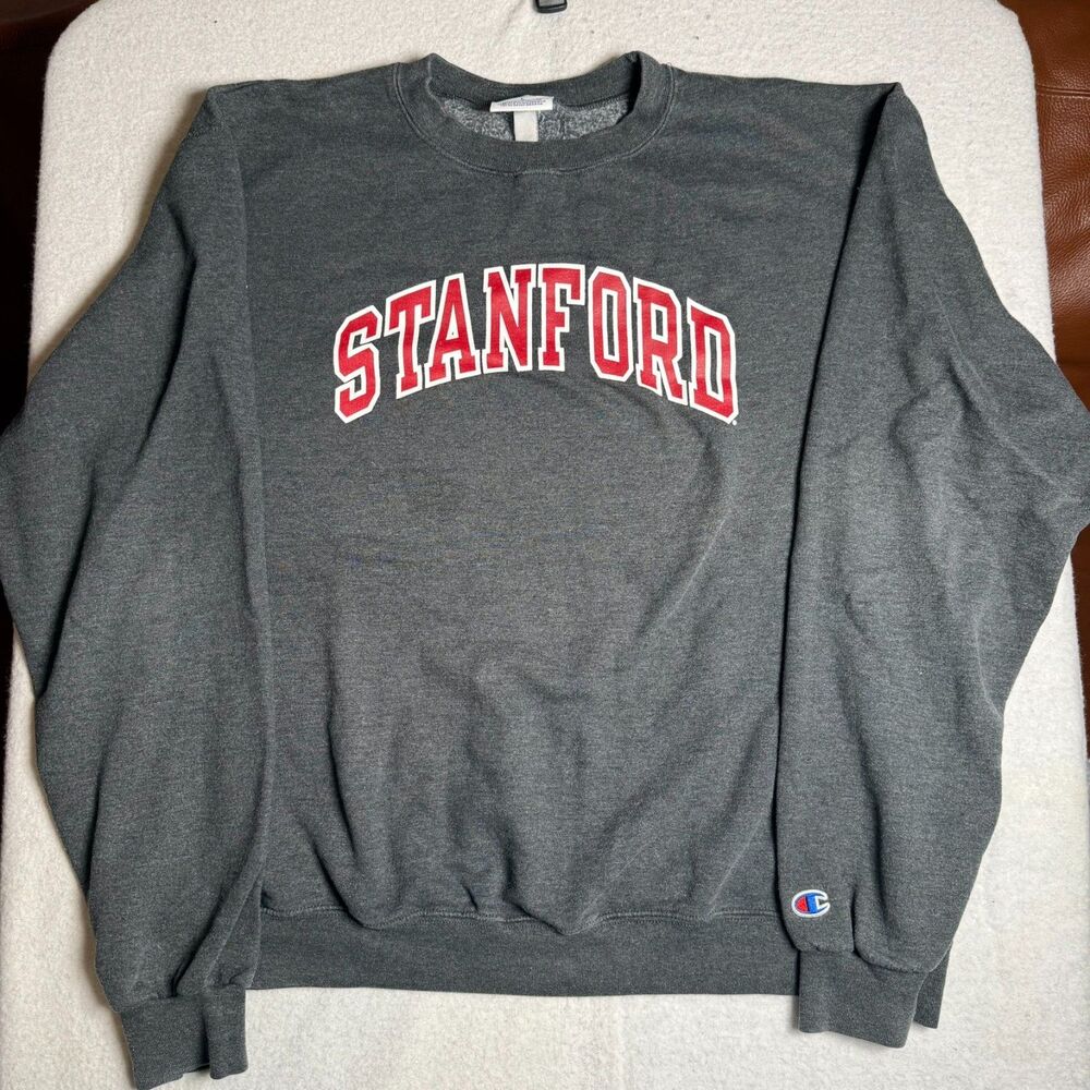 Vintage Stanford NCAA College Football Gray Champion HeavyDuty Sweatshirt Size L
